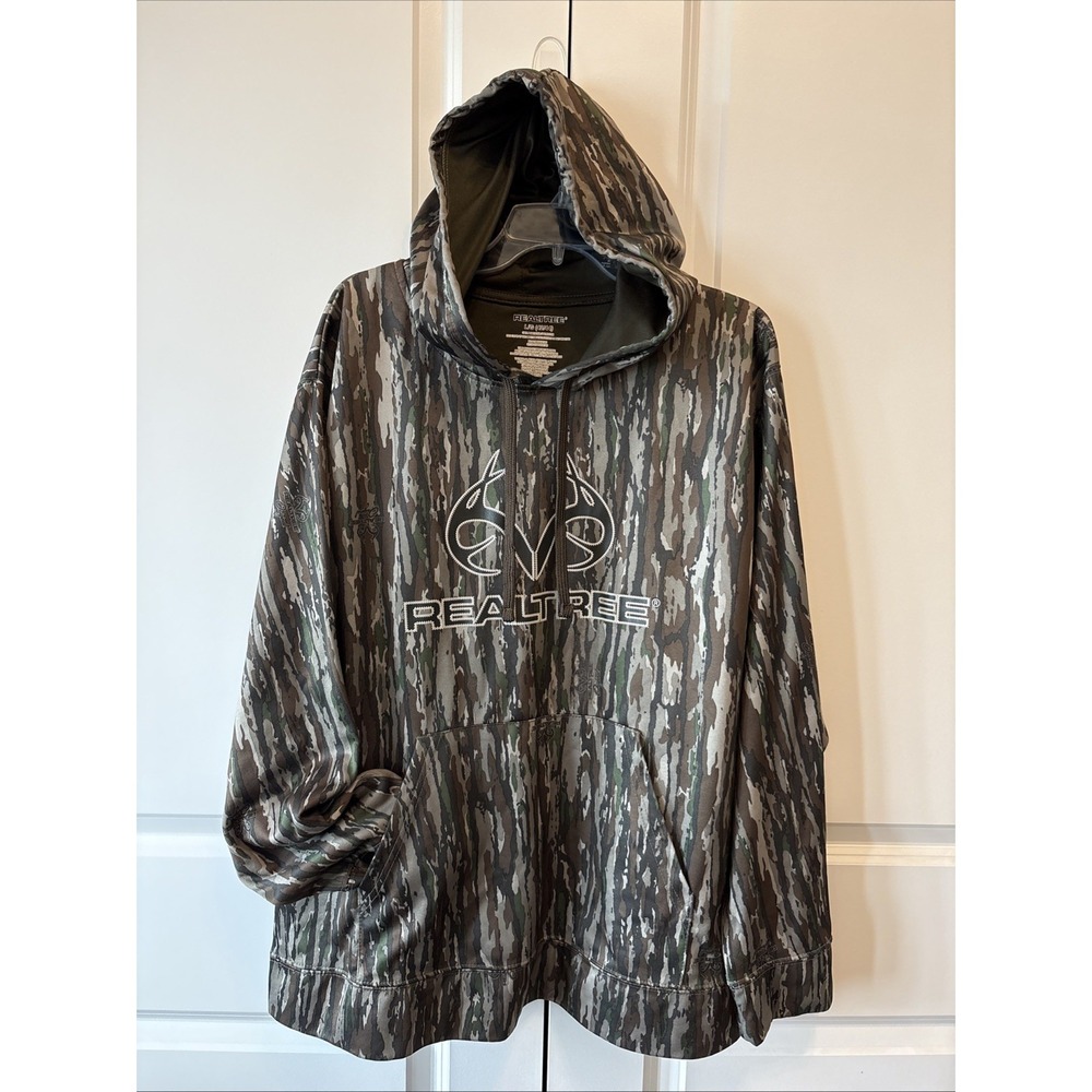 Realtree Camo Hoodie Pullover Mens Large Multicolor Polyester Relaxed Fit